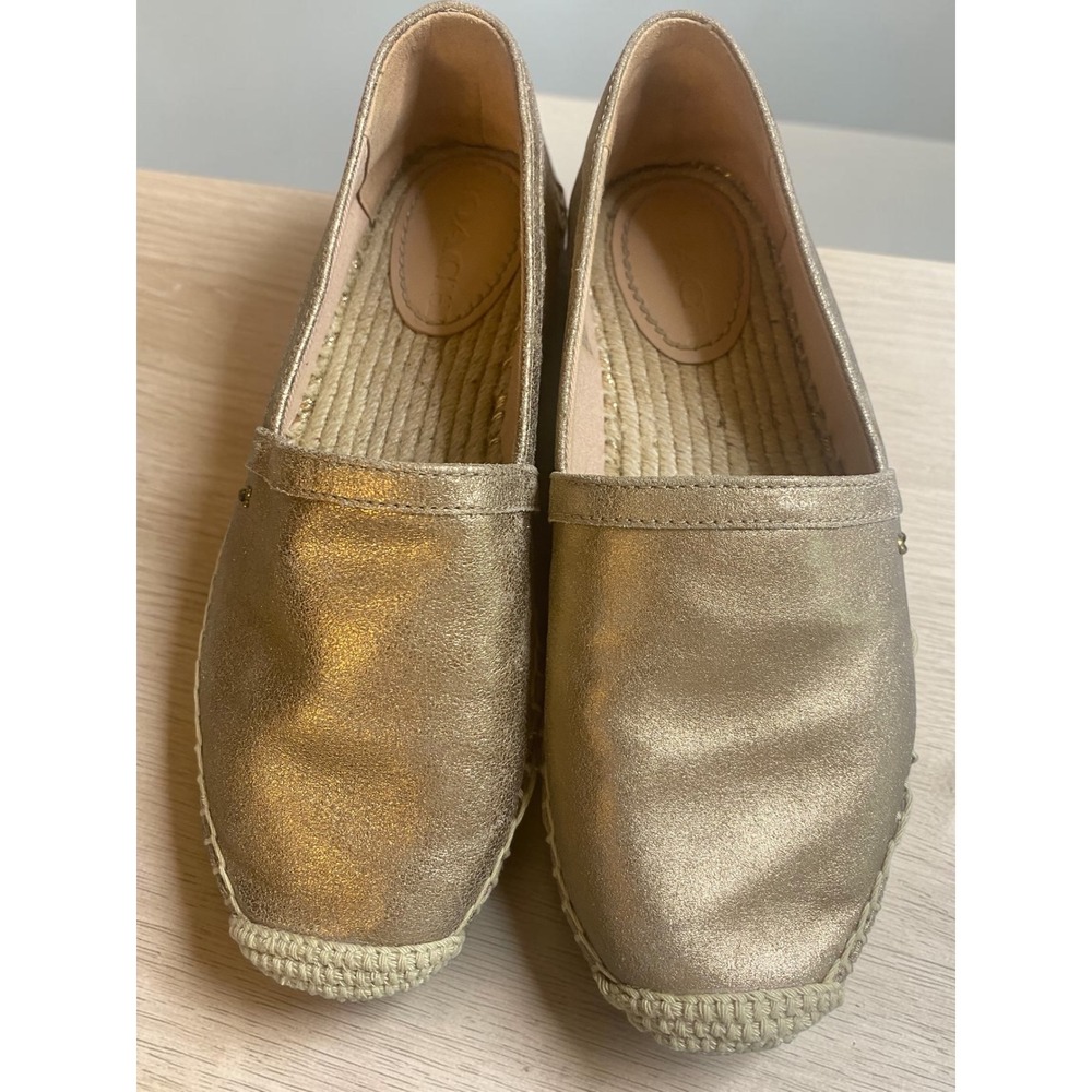 Coach Casey Espadrille Flats Metallic Leather Rose Gold Womens Shoes Size 6B - Picture 2 of 11